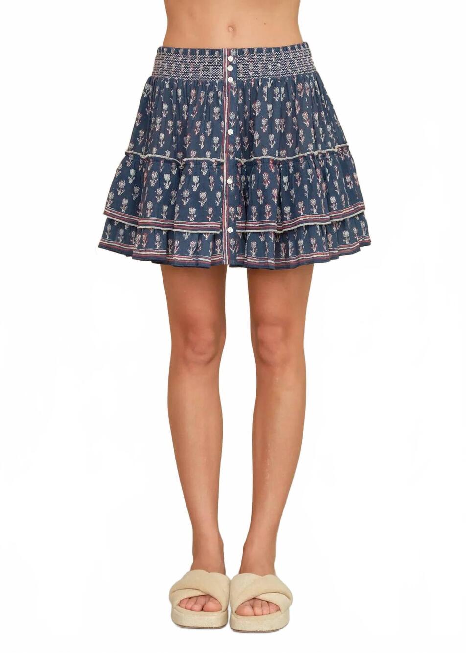 NEW M.A.B.E. ari print mini skirt in indigo